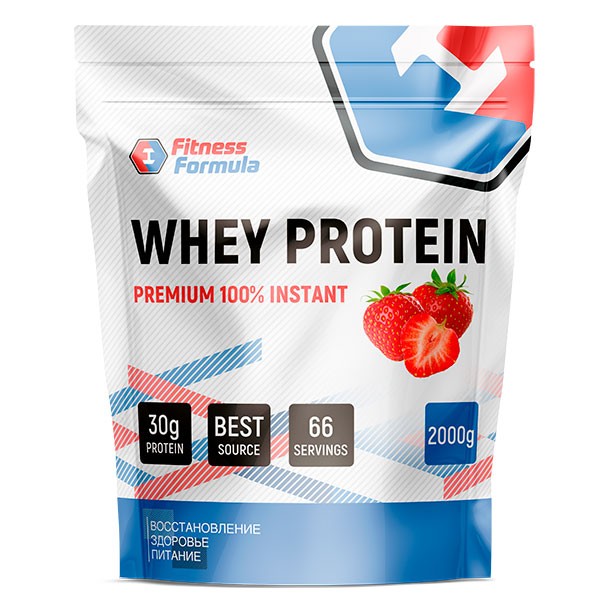 Анонс фото fitness formula 100% whey protein premium (2000 гр) клубника