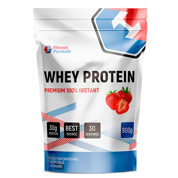 Анонс фото fitness formula 100% whey protein premium (900 гр) клубника