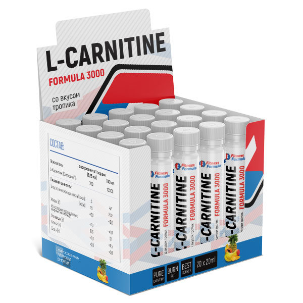 Анонс фото fitness formula l-carnitine (1 амп / 20 мл) тропик