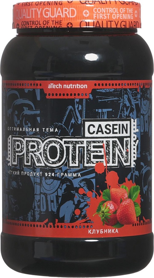 Анонс фото atech caseine protein 100% (924 гр) клубника