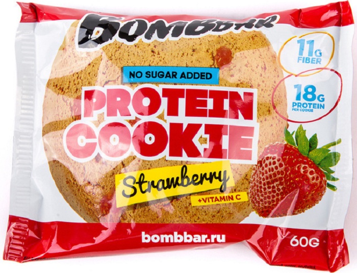 Анонс фото bombbar protein cookie (60 гр) клубника