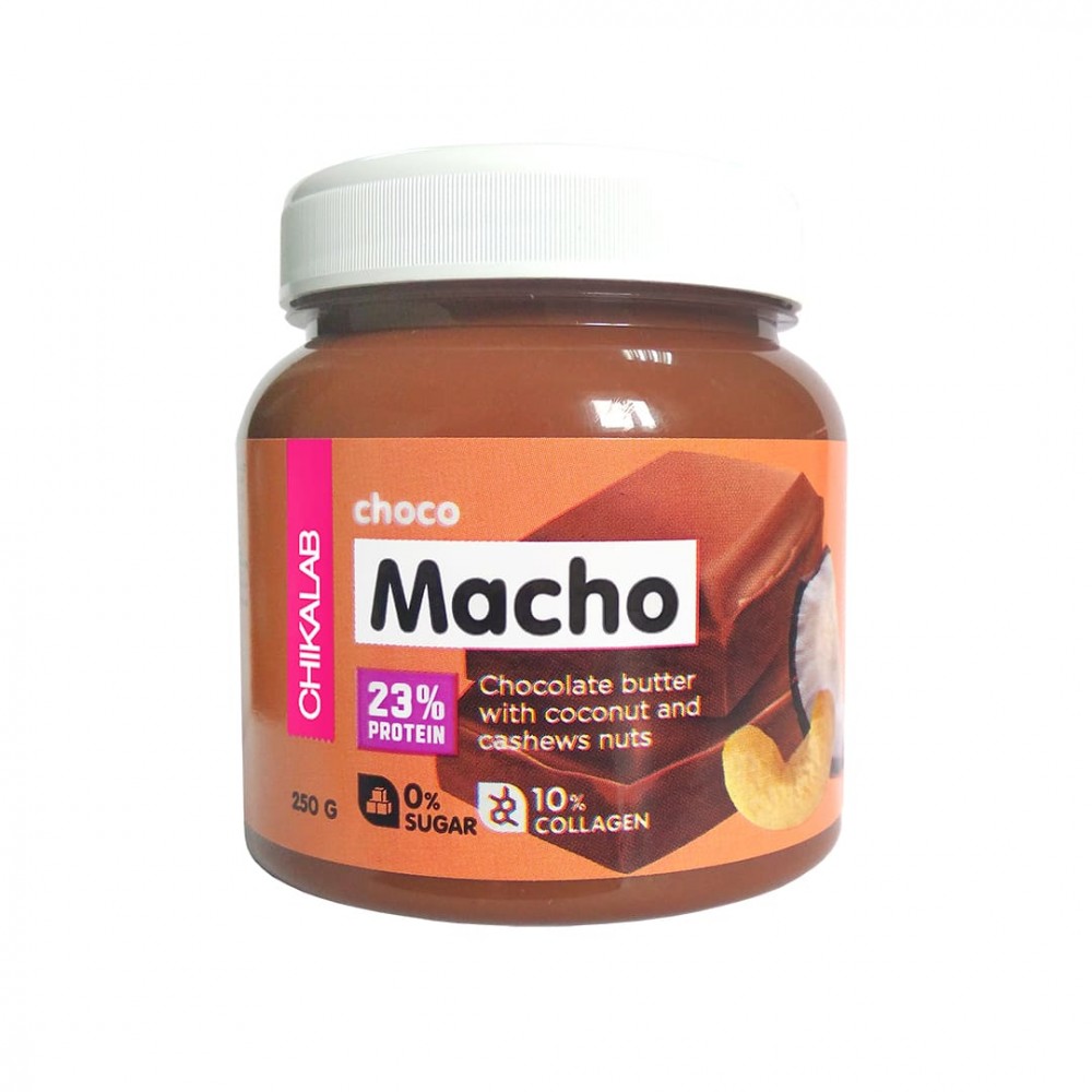 Анонс фото chikalab  choco macho (250 гр) шоколадная паста с кокосом и кешью