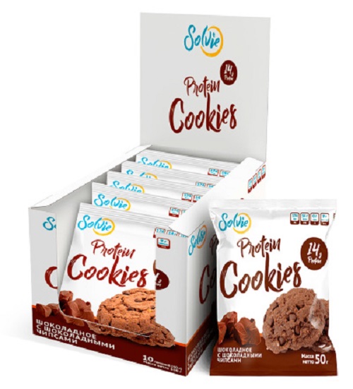 Анонс фото solvie protein cookies (50 гр) шоколадное с шоколадными чипсами