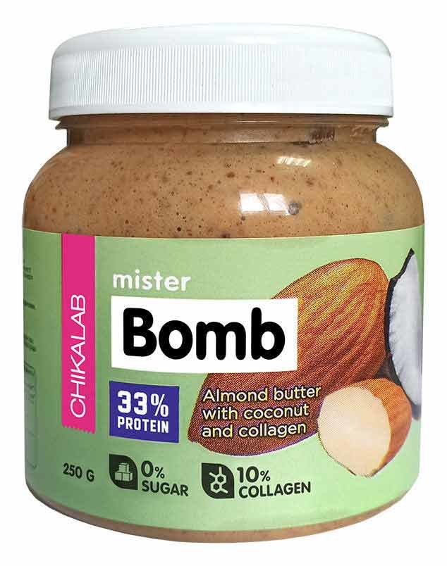 Анонс фото chikalab mister bomb (250 гр) миндальная паста с кокосом