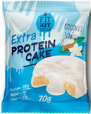 Детальное фото Fit Kit Extra Protein cake (70 гр) Кокос - ваниль