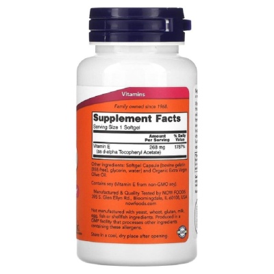 Детальное фото NOW E-400 D-Alpha Tocopheryl (100 гел. капс)