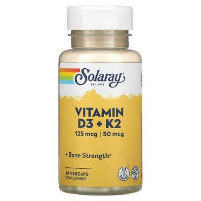 Детальное фото Solaray Vitamin D3 + K2 (60 вег. капс)