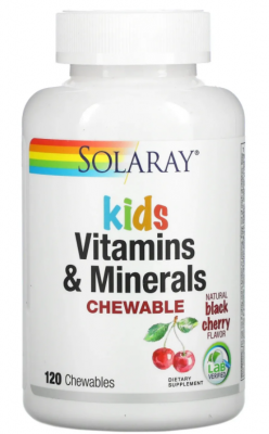 Детальное фото Solaray Kids Vitamins & Minerals (120 жев. табл) Черная вишня