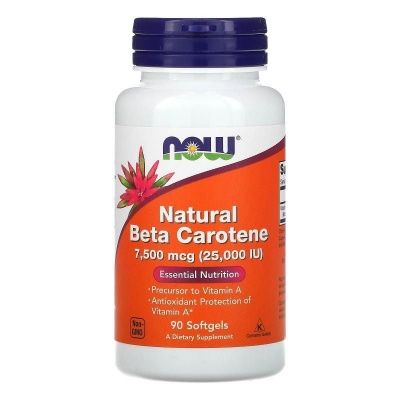 Детальное фото NOW Natural Beta Carotene 7500 mcg (90 гел. капс)