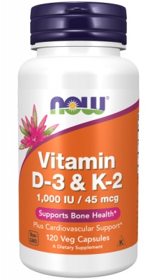 Детальное фото NOW Vitamin D-3 & K-2 (120 капс)