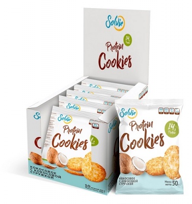Детальное фото Solvie Protein cookies (50 гр) Кокосовое с кокосовой стружкой