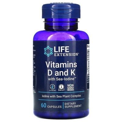 Детальное фото Life Extension Vitamins D and K with Sea-Iodine™ (60 капс)