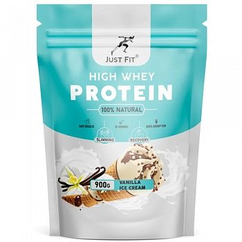 Анонс фото just fit high whey protein 76% (900 гр) пакет ванильное мороженое