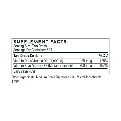 Детальное фото Thorne Vitamin D + K2 (30 мл)