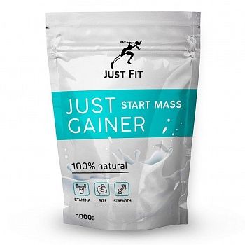 Анонс фото just fit gainer start mass (1 кг) клубника