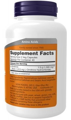 Детальное фото NOW L-Ornithine 500 mg (120 капс)