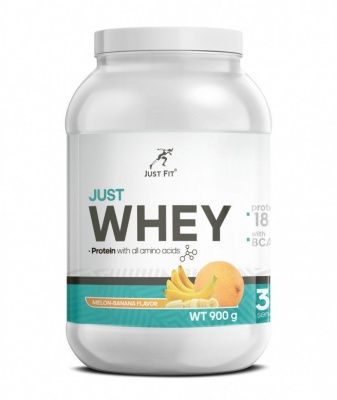 Детальное фото Just Fit Whey Protein банка (900 гр) Банан-дыня