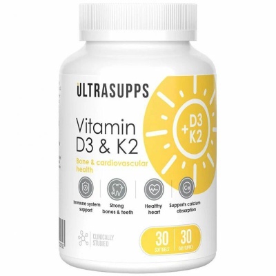 Детальное фото UltraSupps Vitamin D3 & K2 (30 гел. капс)