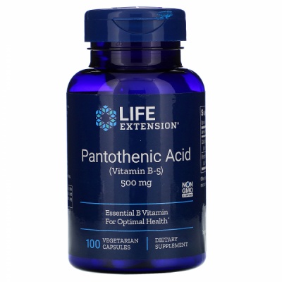 Детальное фото Life Extension Pantothenic Acid (Vitamin B-5) 500 mg (100 капс)