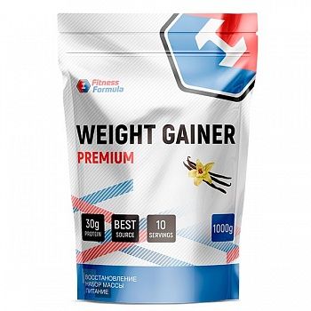 Анонс фото fitness formula weight gainer premium (1000 гр) ваниль