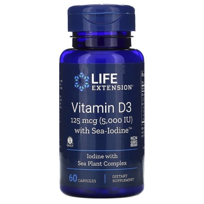 Детальное фото Life Extension Vitamin D3 with Sea-Iodine 125 mcg (5000 IU) (60 капс)