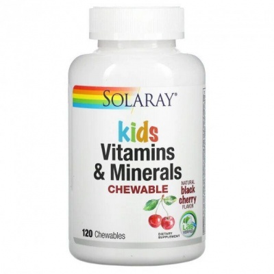 Детальное фото Solaray Kids Vitamins & Minerals (60 жев. табл) Спелая вишня