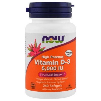 Детальное фото NOW Vitamin D-3 5000 IU (240 гел. капс)