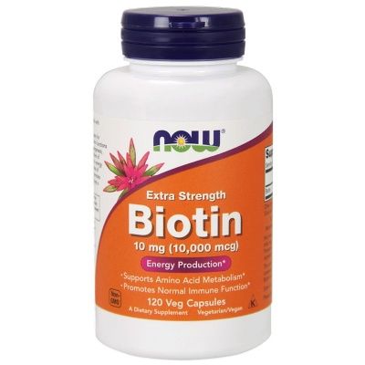 Детальное фото NOW Biotin 10 mg (10,000 mcg) Extra Strength (120 вег. капс)