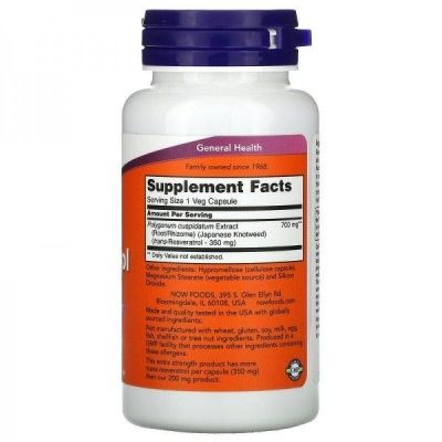 Детальное фото NOW Resveratrol Extra Strength 350 mg (60 вег. капс)