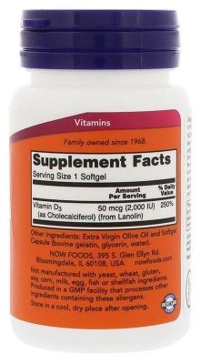 Детальное фото NOW Vitamin D-3 2000 IU (30 гел. капс)