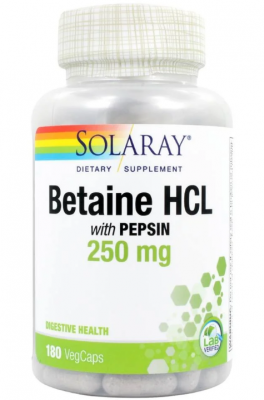 Детальное фото Solaray Betaine HCl with Pepsin 250 mg (180 вег. капс)