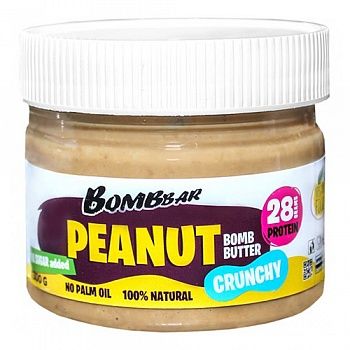 Анонс фото bombbar  "peanut bomb butter" crunchy (300 гр) хрустящая арахисовая паста-кранч