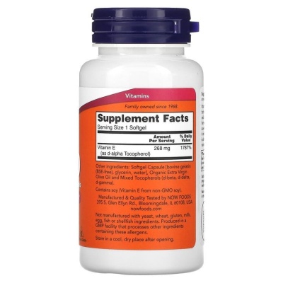 Детальное фото NOW E-400 IU With Mixed Tocopherols (100 гел. капс)