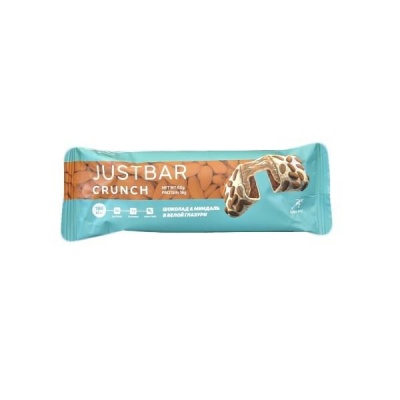 Детальное фото Just Fit JustBar CRUNCH (100 гр) Шоколад и Кешью в белой глазури