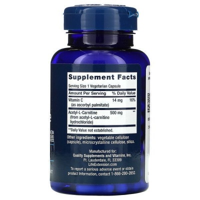 Детальное фото Life Extension Acetyl-L-Carnitine 500 mg (100 вег. капс)