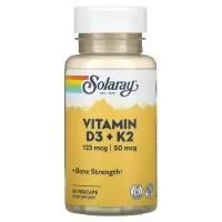 Анонс фото solaray vitamin d3 + k2 (60 вег. капс)