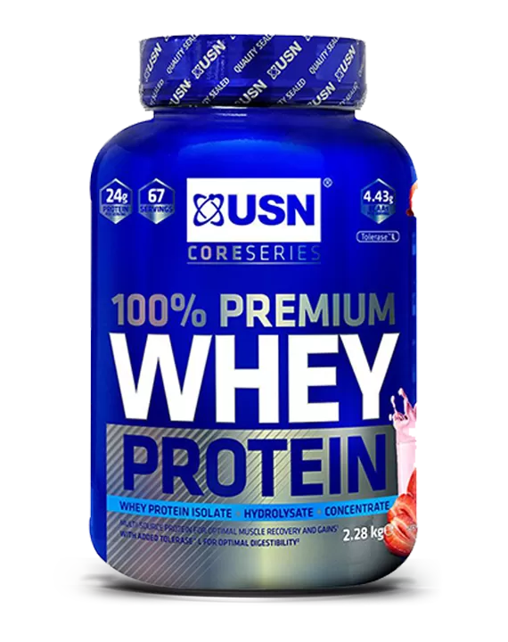 Анонс фото usn 100% premium whey protein (2280 гр) клубника
