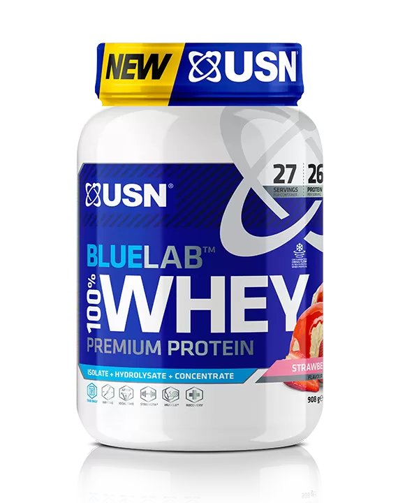 Анонс фото usn bluelab 100% whey premium protein (908 гр) клубника